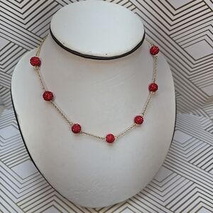 JC Penny Red Rhinestone 20" Necklace